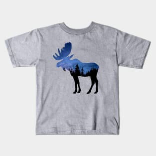 Galaxy Night Double Exposure Moose Kids T-Shirt